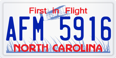NC license plate AFM5916