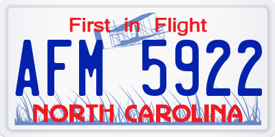 NC license plate AFM5922