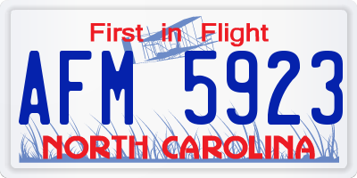 NC license plate AFM5923