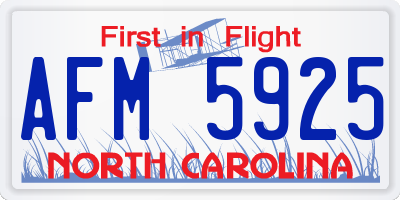 NC license plate AFM5925