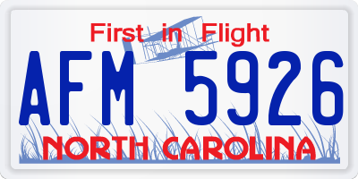 NC license plate AFM5926