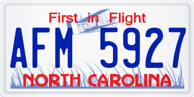 NC license plate AFM5927