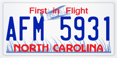 NC license plate AFM5931