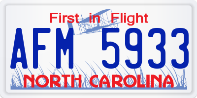 NC license plate AFM5933