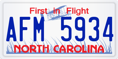 NC license plate AFM5934