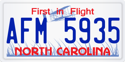 NC license plate AFM5935