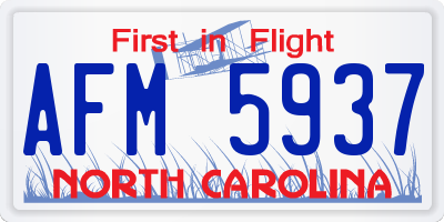 NC license plate AFM5937