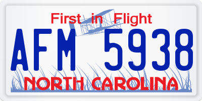 NC license plate AFM5938