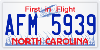 NC license plate AFM5939