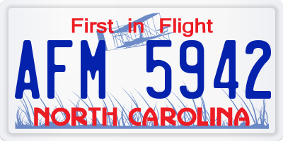 NC license plate AFM5942