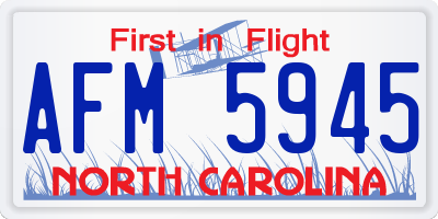 NC license plate AFM5945