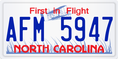 NC license plate AFM5947