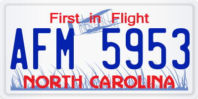 NC license plate AFM5953