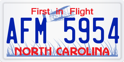 NC license plate AFM5954