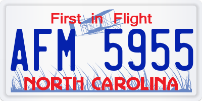 NC license plate AFM5955