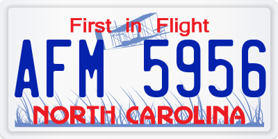 NC license plate AFM5956