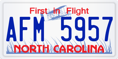 NC license plate AFM5957