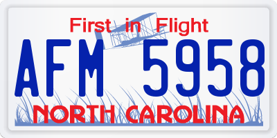NC license plate AFM5958