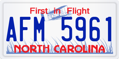 NC license plate AFM5961