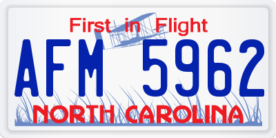 NC license plate AFM5962