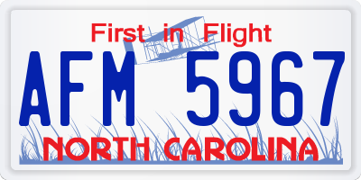 NC license plate AFM5967