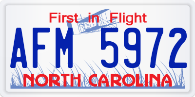 NC license plate AFM5972