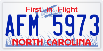 NC license plate AFM5973