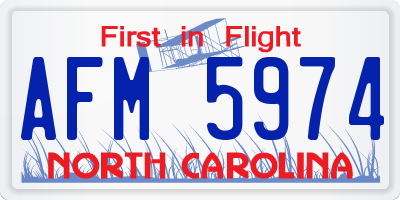 NC license plate AFM5974