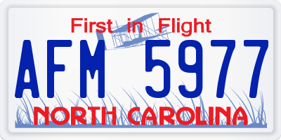 NC license plate AFM5977