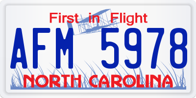 NC license plate AFM5978