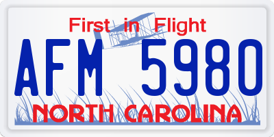 NC license plate AFM5980
