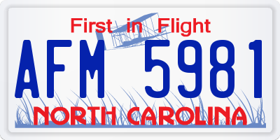NC license plate AFM5981