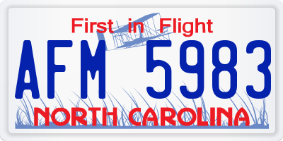 NC license plate AFM5983