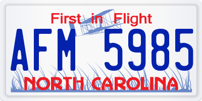 NC license plate AFM5985