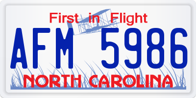 NC license plate AFM5986