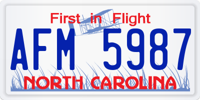 NC license plate AFM5987