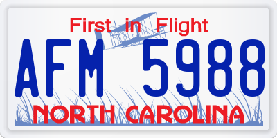NC license plate AFM5988