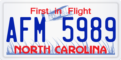 NC license plate AFM5989