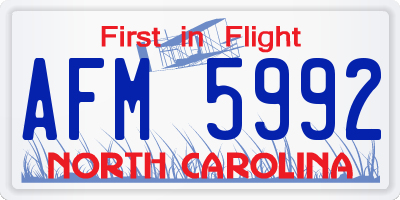 NC license plate AFM5992