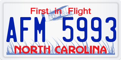 NC license plate AFM5993