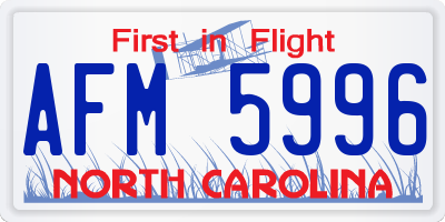 NC license plate AFM5996