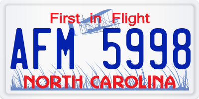 NC license plate AFM5998