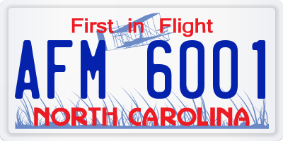 NC license plate AFM6001