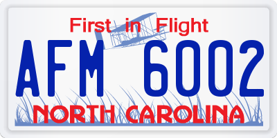 NC license plate AFM6002