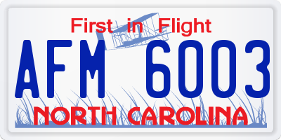 NC license plate AFM6003