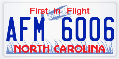 NC license plate AFM6006
