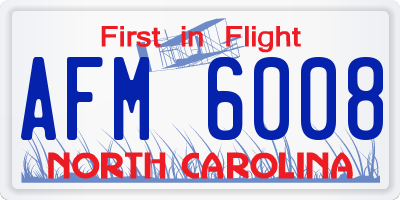 NC license plate AFM6008