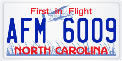 NC license plate AFM6009