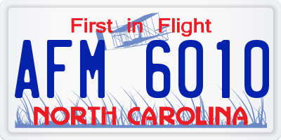 NC license plate AFM6010