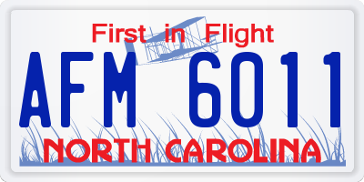 NC license plate AFM6011